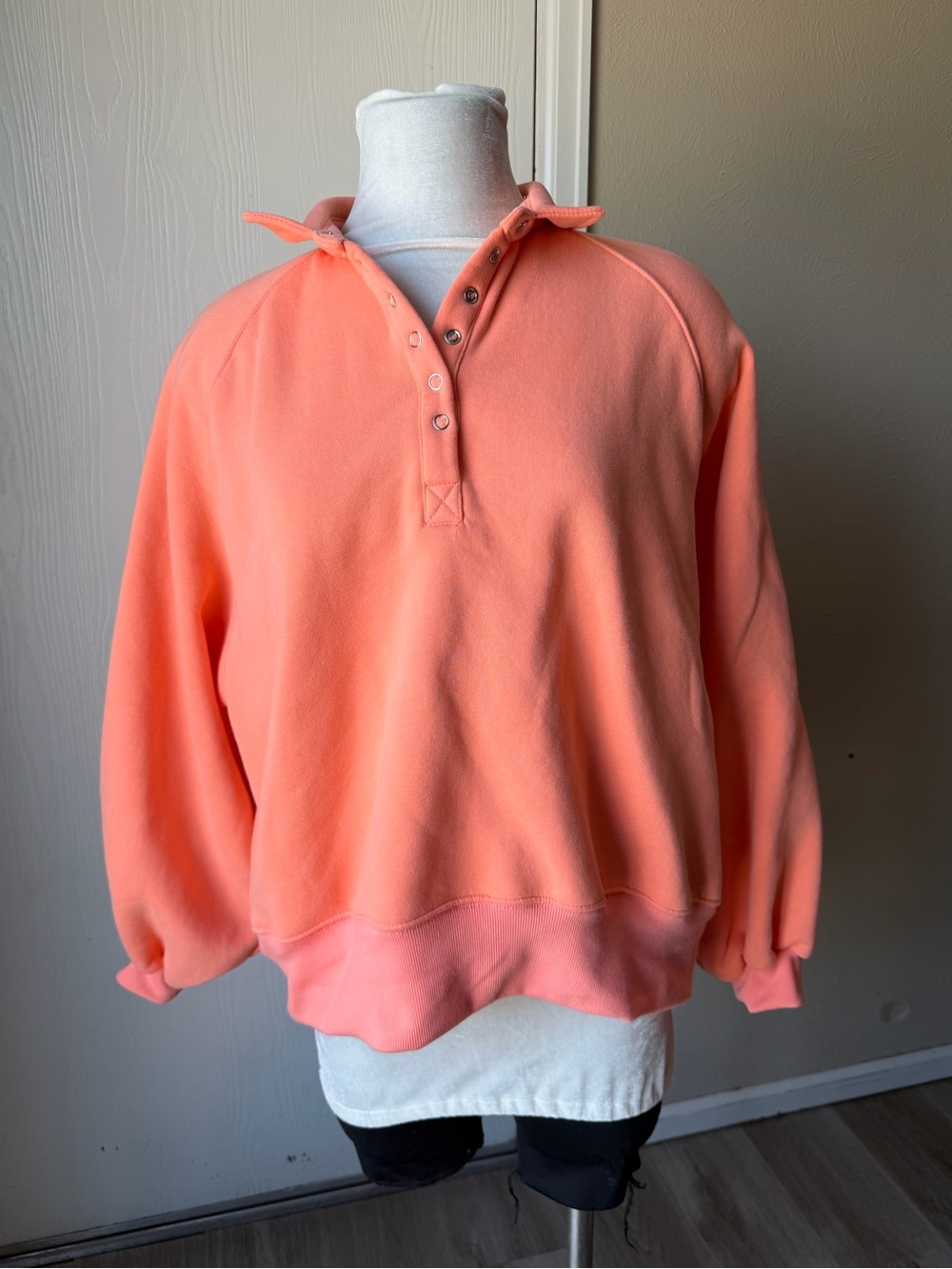 As Revival Women's Oversized Snap-Front Hoodie In Peach Size M View 2